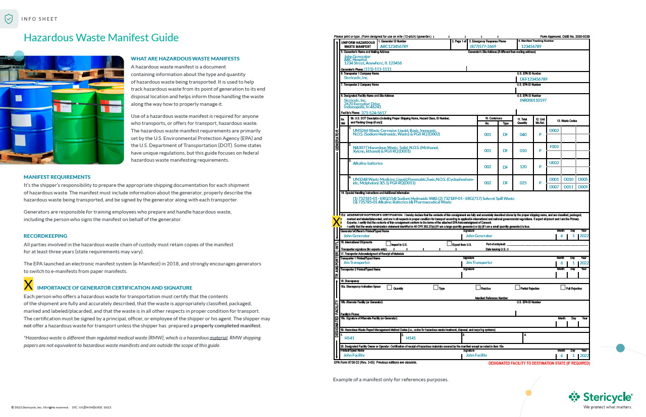 Hazardous Waste Manifest Guide Stericycle